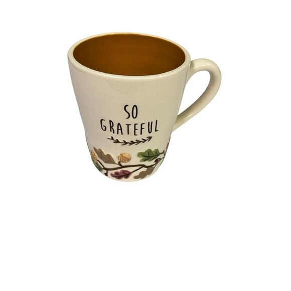 Grassland So Grateful Embossed Floral Mug Multicolor Elegant Design - Picture 1 of 4
